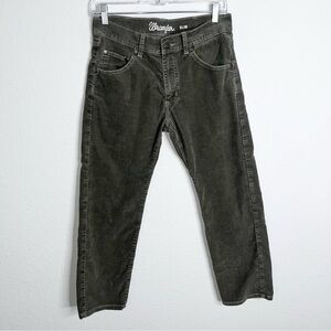 Wrangler Corduroy Pants Men 30X30 Slim Fit Green Western B10